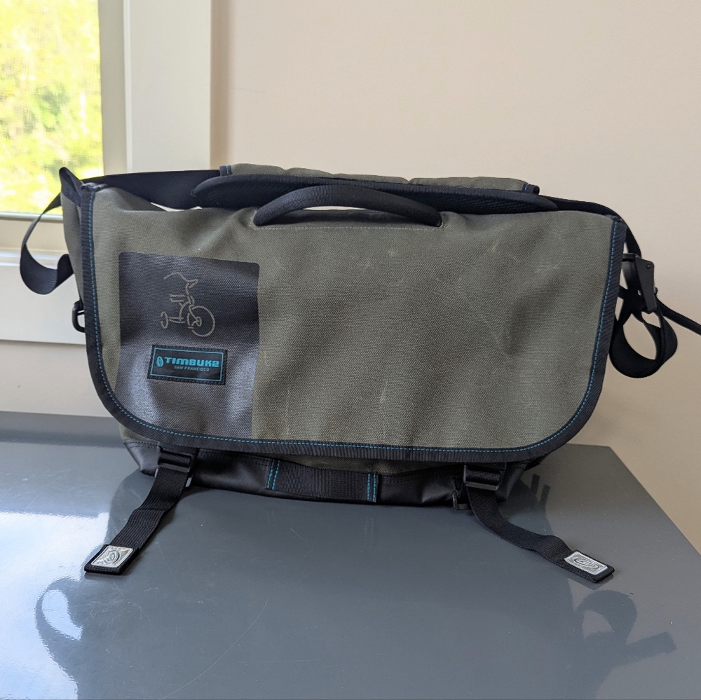 Timbuk2 Stork Messenger Diaper Bag Green Coated Canvas‎
